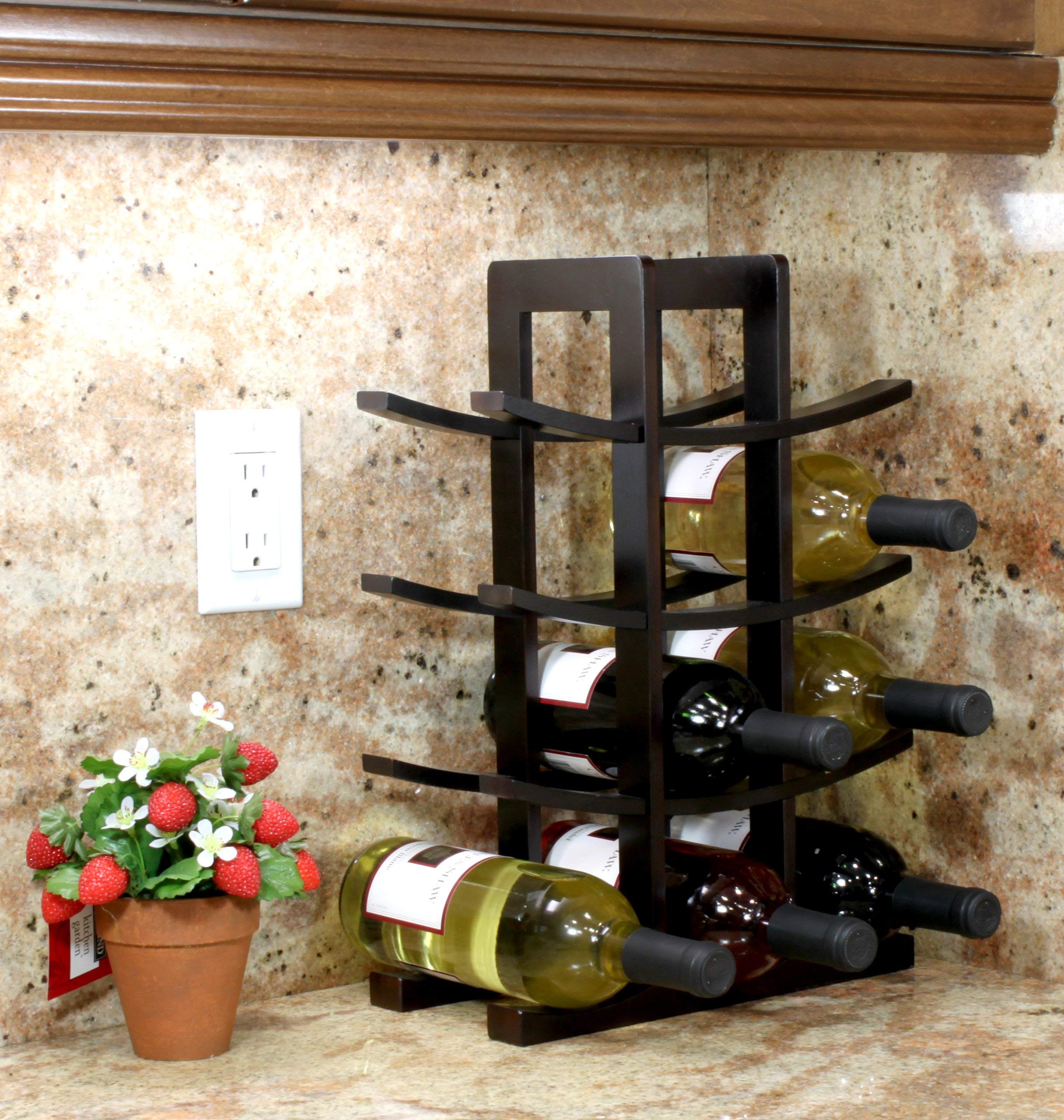 12-Bottle Bamboo Wine Rack Dark Espresso
