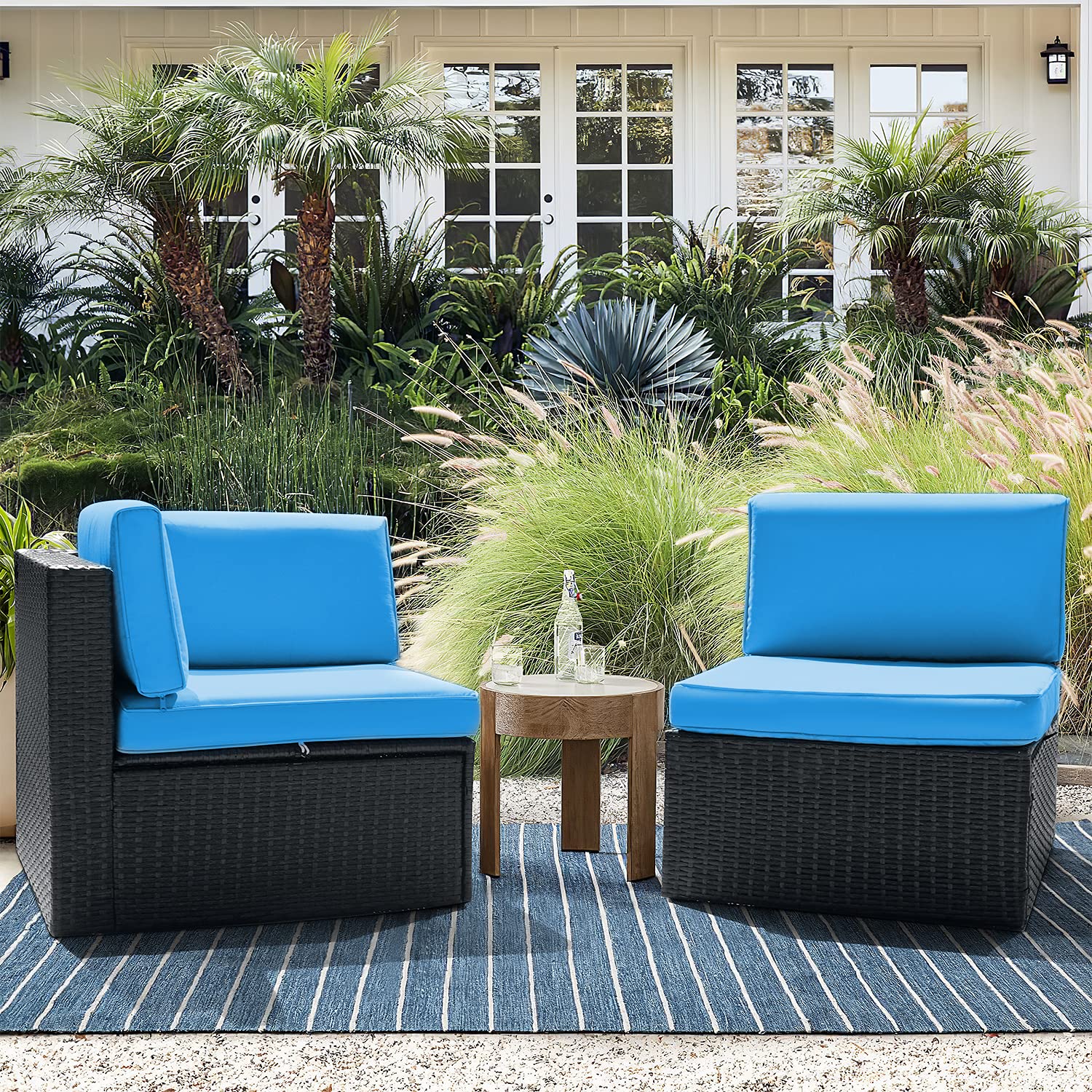2-Piece Outdoor Patio Loveseat Set with Cushions