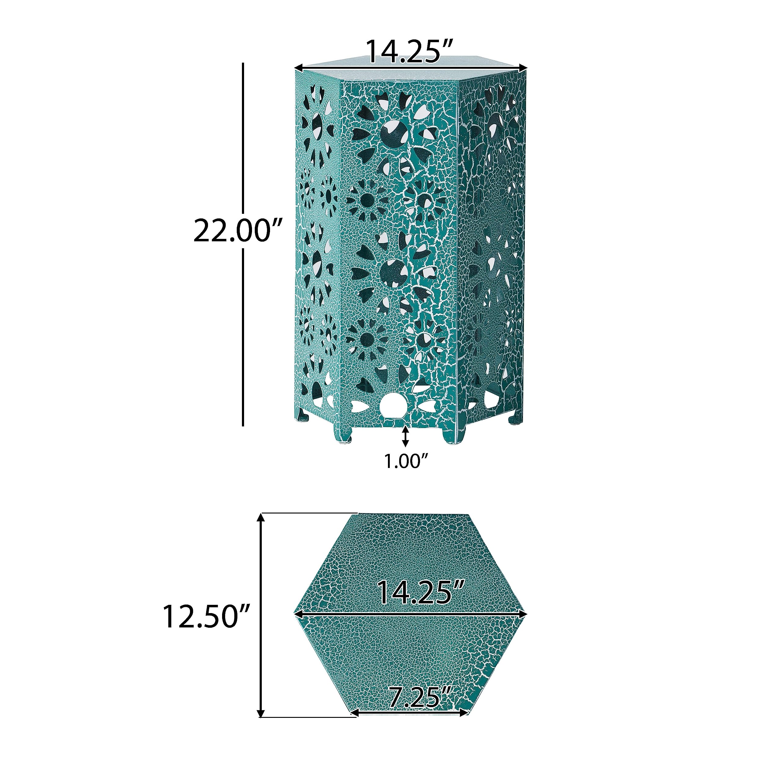 Hexagonal Outdoor Side Table with Sunburst Design