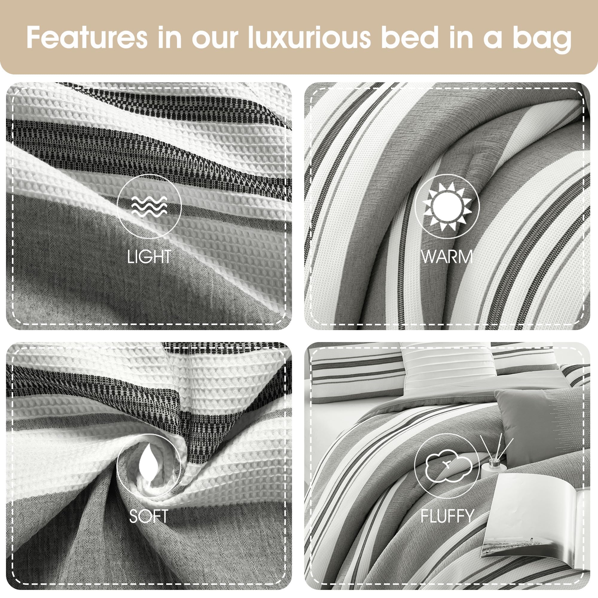 7-Piece Queen Comforter Set with Geometric Jacquard Pattern