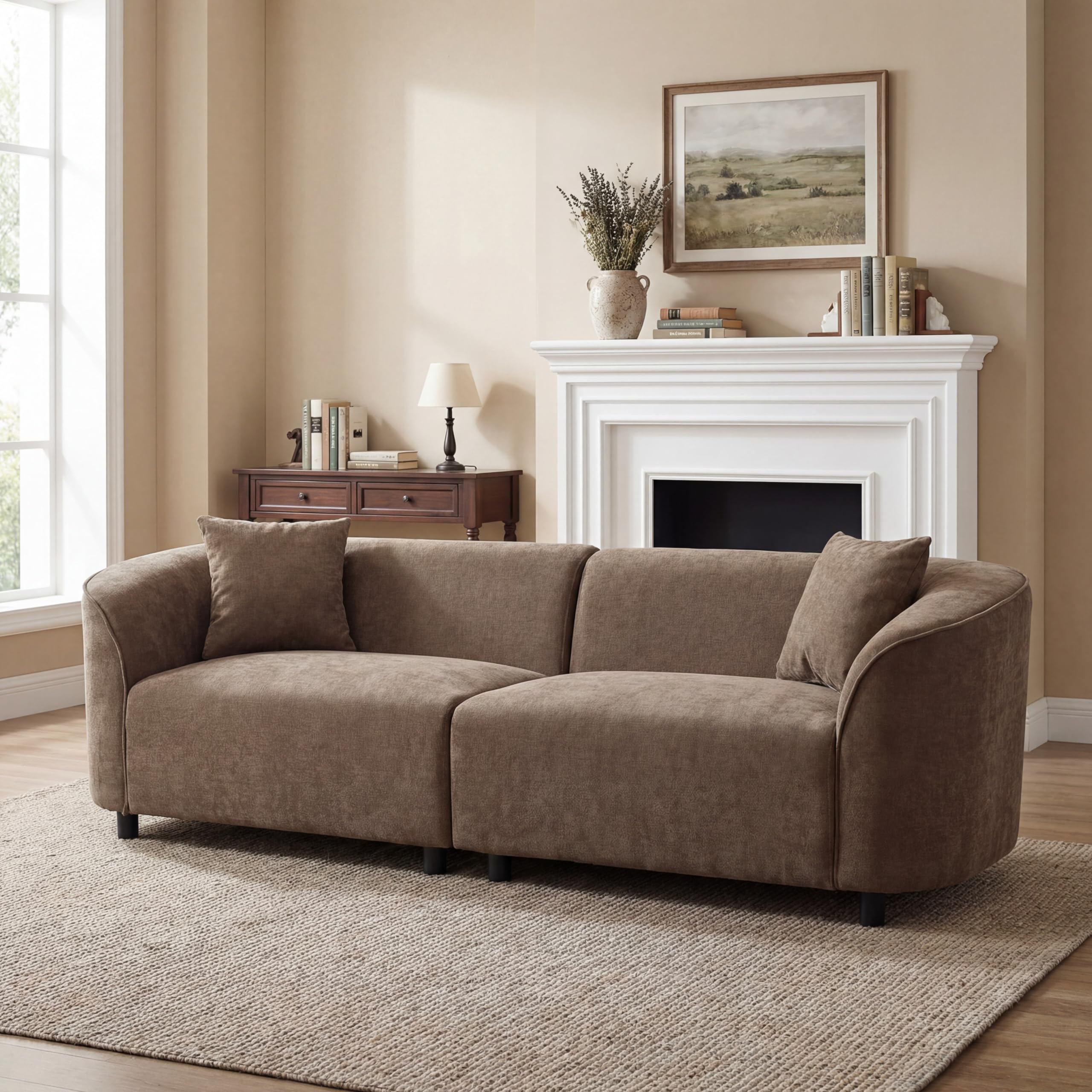 87.5" Curved Boucle Sofa