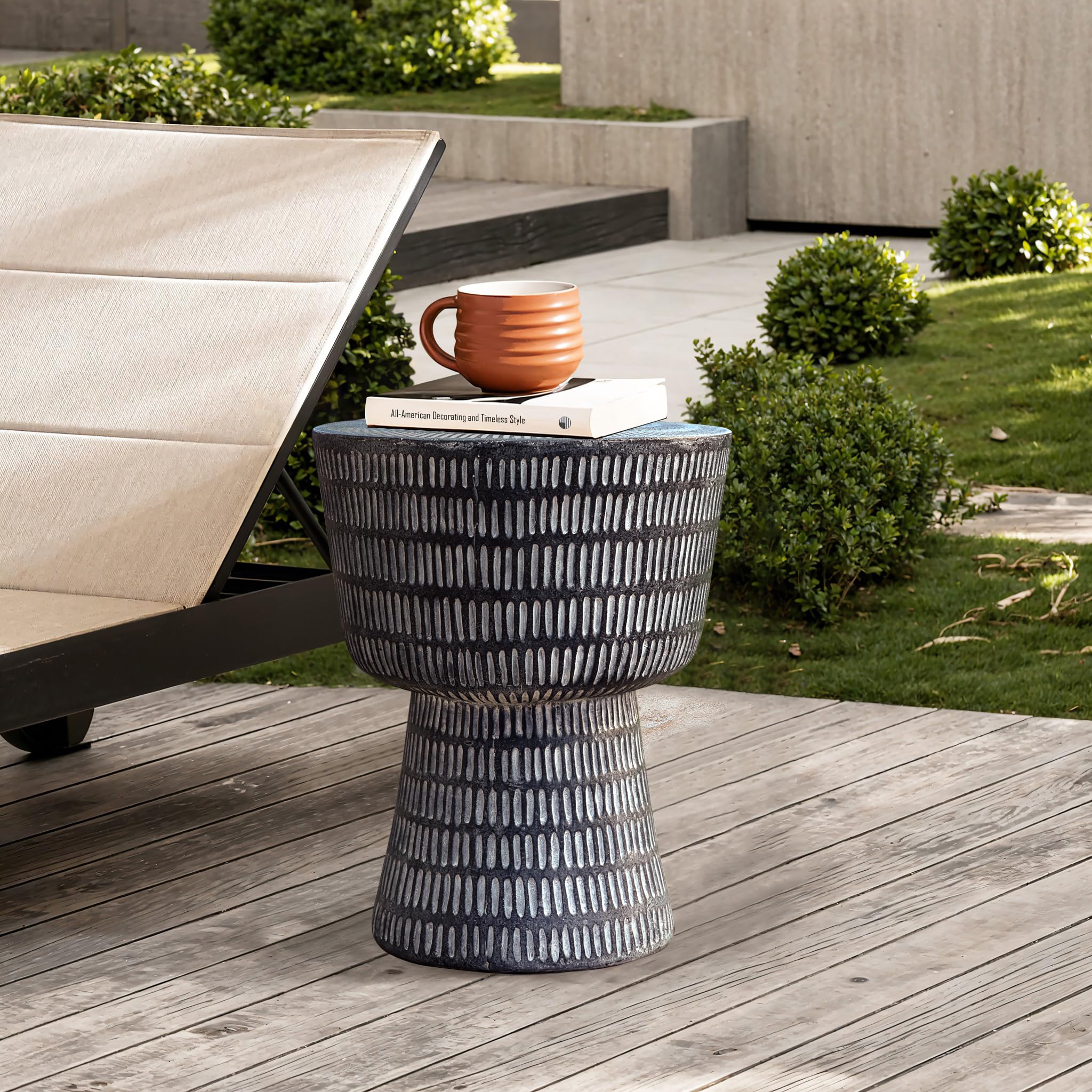 Round Spiral Pattern Outdoor Side Table