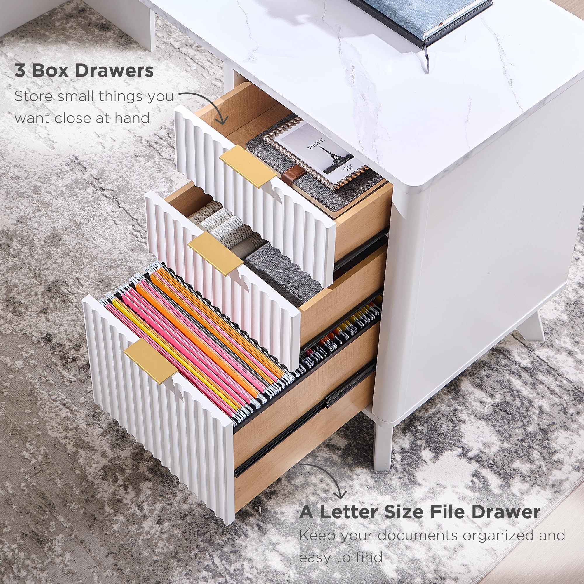 60" L-Shaped Executive Desk with Charging Station