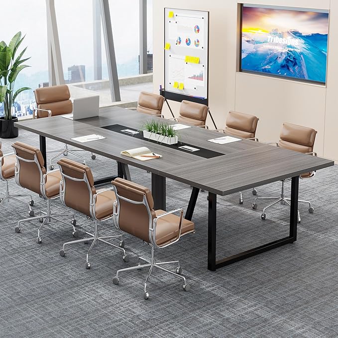 8FT Conference Table for 10 People with Metal Frame