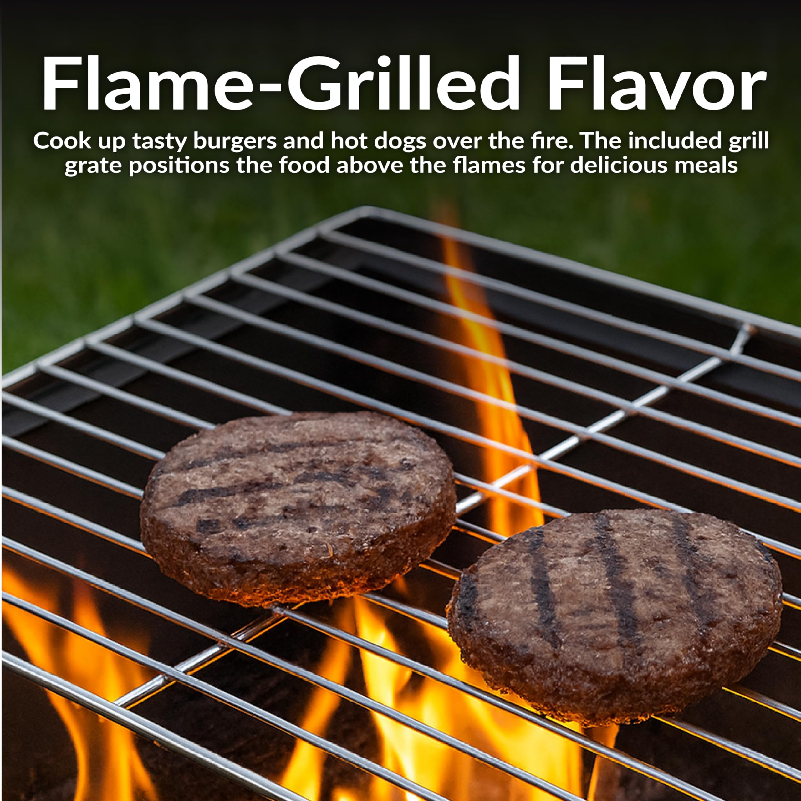 Rectangular Steel Fire Pit with Cooking Grate