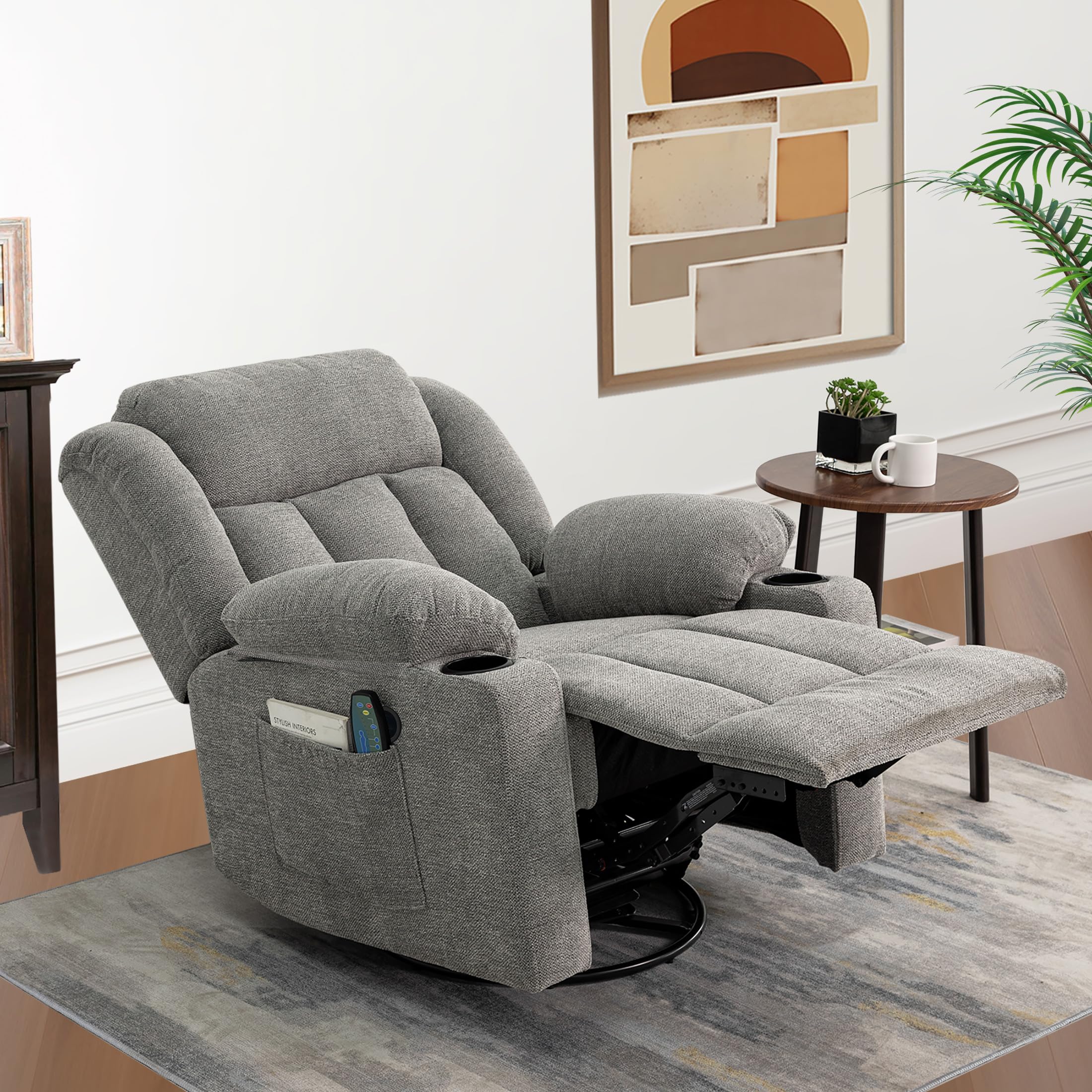 Rocker Swivel Recliner Chair with Massage and Heat