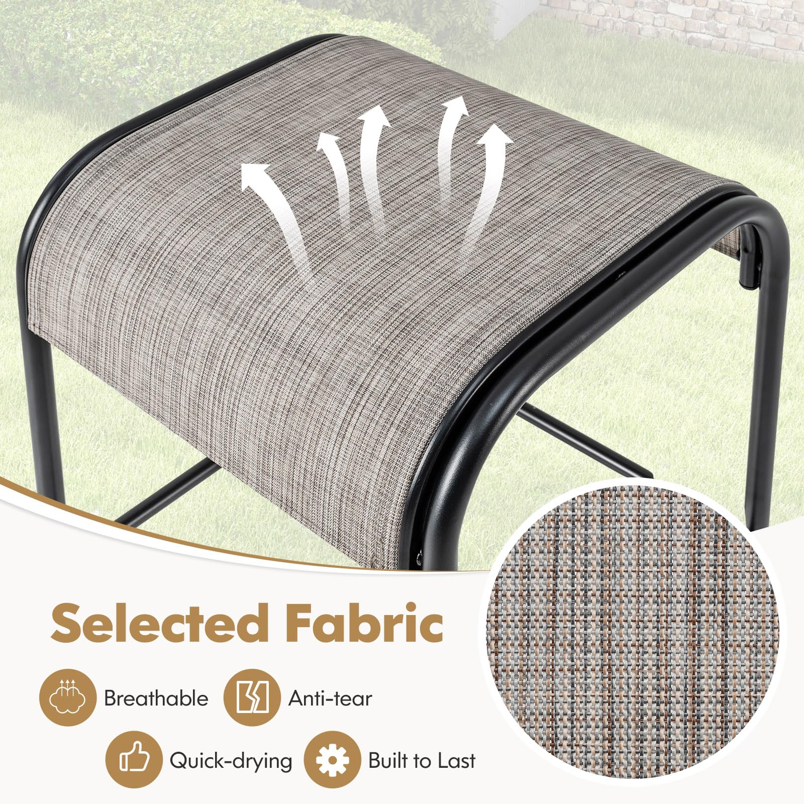 Outdoor Bar Stools Set of 4 - 30" Height with Fabric Seat
