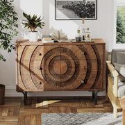 6-Drawer Farmhouse Dresser Circle Pattern Brown