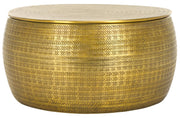 Apoline Antique Brass Drum Storage Coffee Table