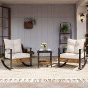 3-Piece Rocking Bistro Set with Cushions and Coffee Table