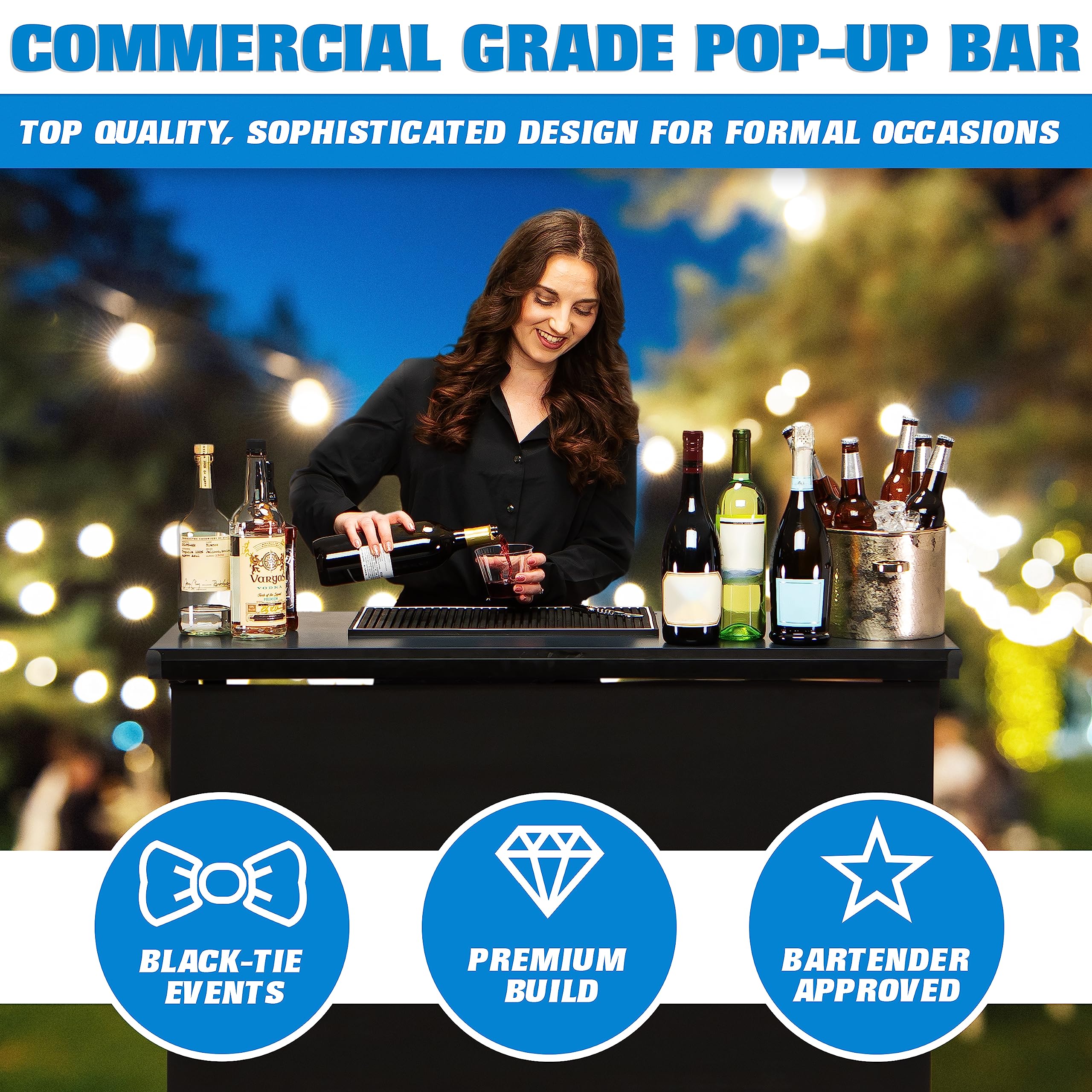Professional Portable Bar Table with Skirt and Case