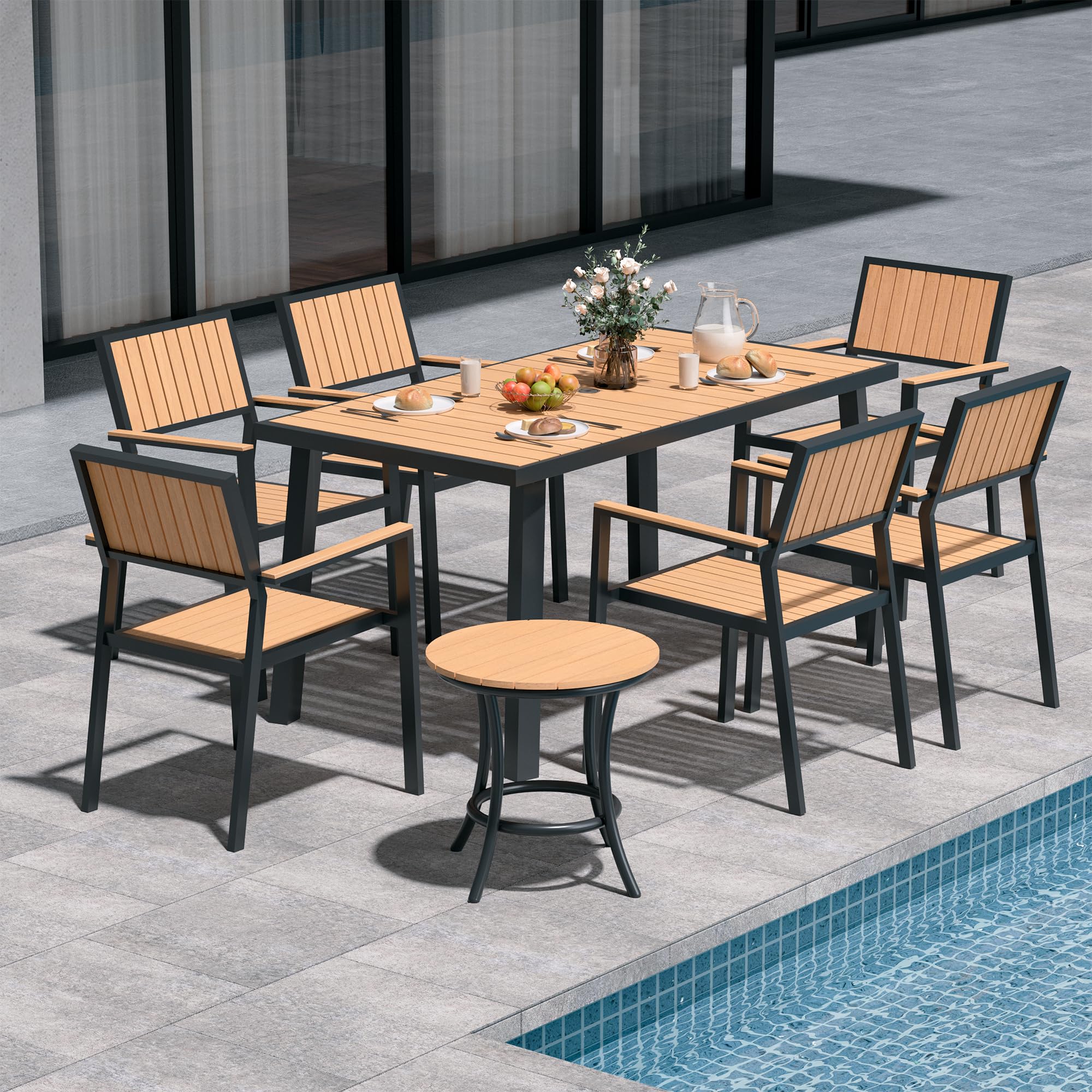8-Piece Outdoor Aluminum Patio Dining Set with Stackable Chairs