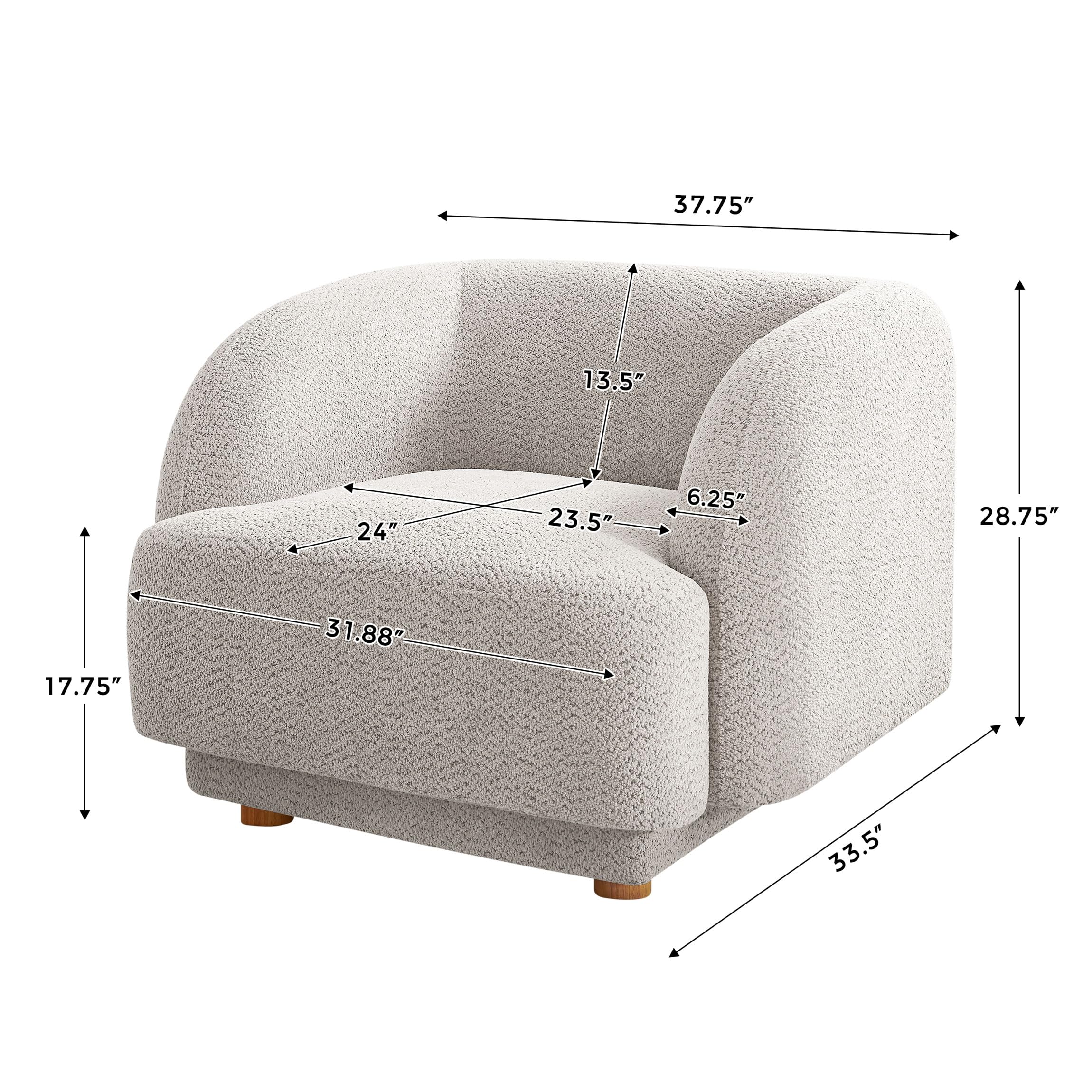 VANOMi Oversized Living Room Chair, Modern Comfy Accent Barrel Chairs, Single Sofa Chair with Wood Legs, Upholstered Armchair for Bedroom, Office, Waiting Room (Camel)