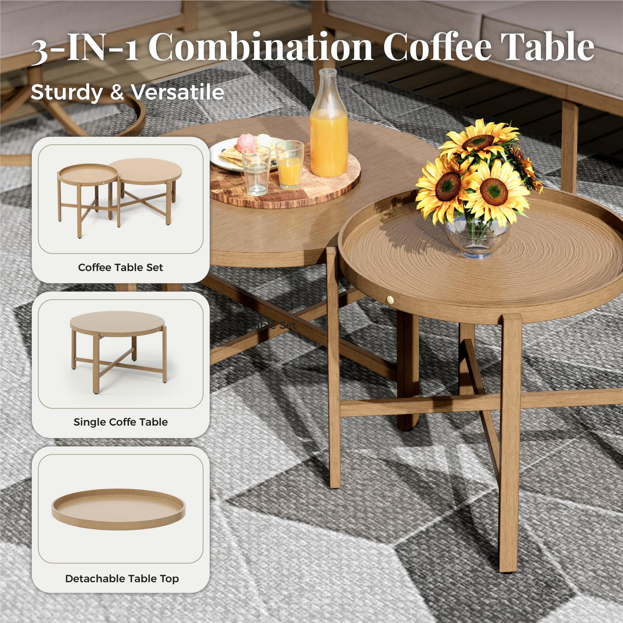 5-Piece Patio Conversation Set with Swivel Chairs