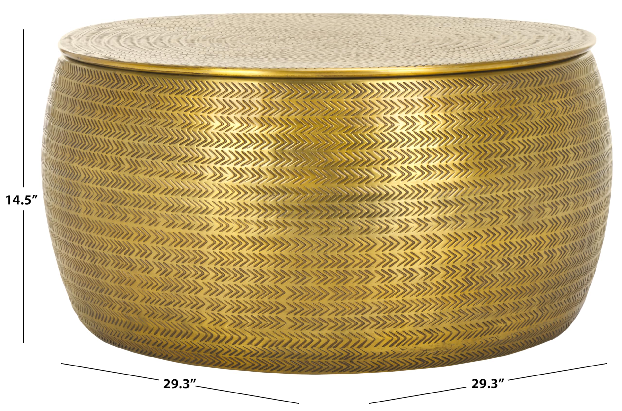 Apoline Antique Brass Drum Storage Coffee Table