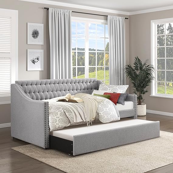 Faux Leather Daybed with Trundle