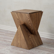 Modern Geometric Wood Grain End Table