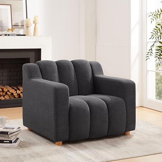 Oversized Boucle Accent Chair with Armrests