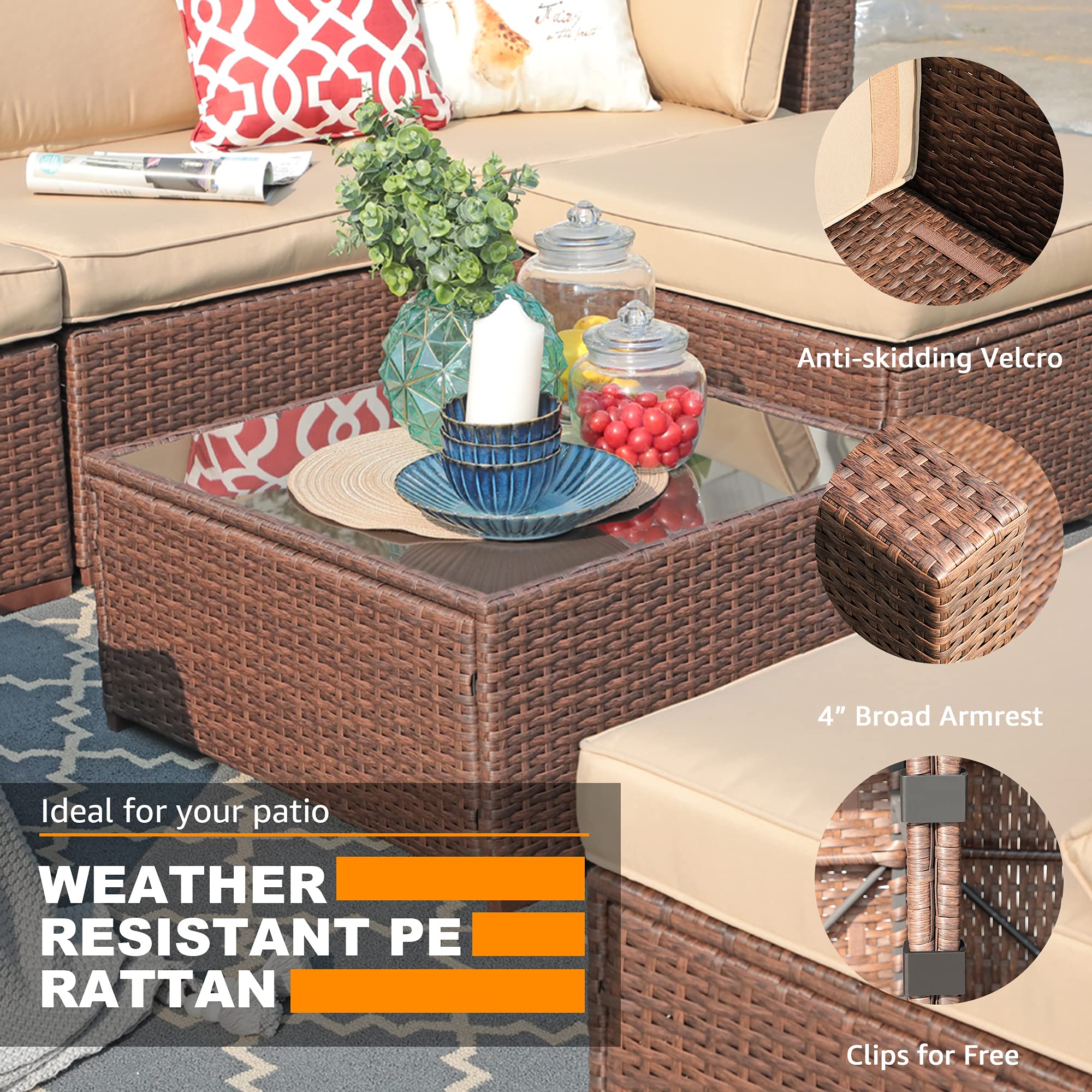 Outdoor Wicker Loveseat 2-Piece Sectional Corner Sofa Set