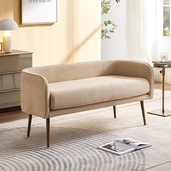 Upholstered Bedroom Bench with Backrest