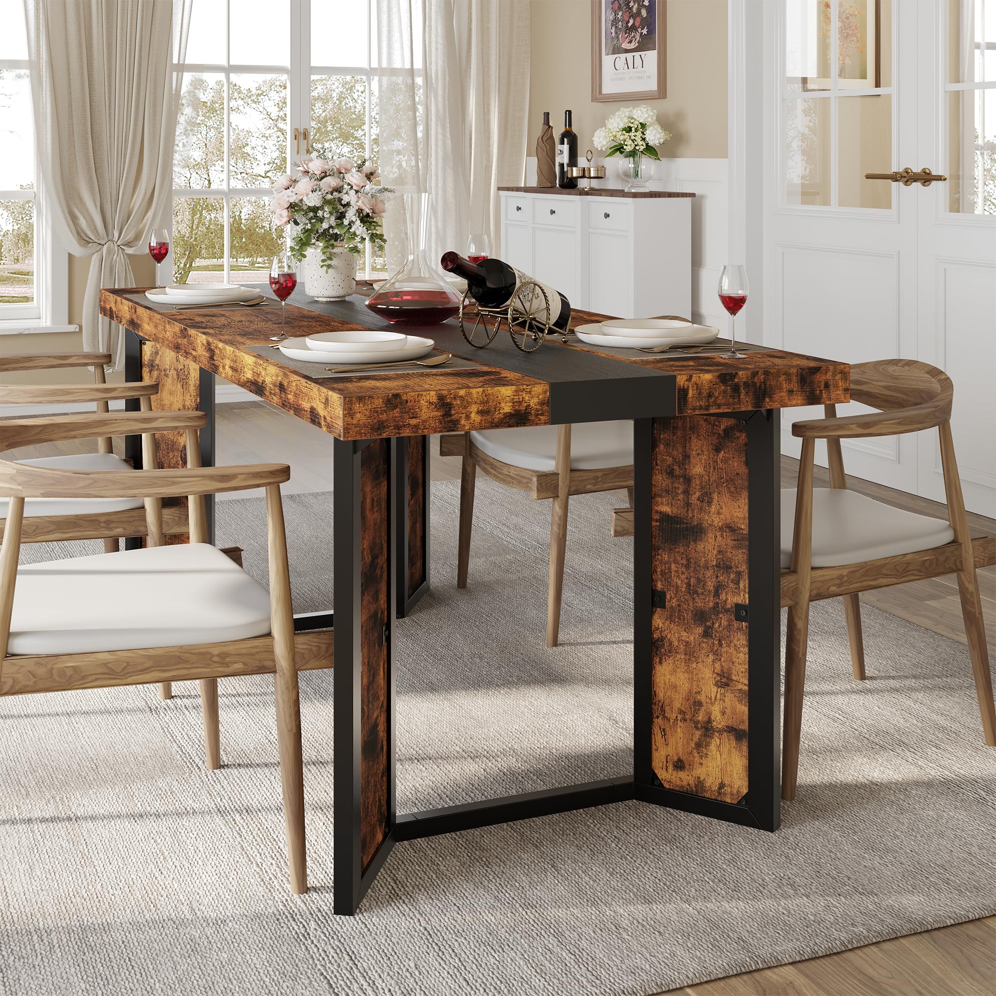 Industrial Dining Table for 6-8 People