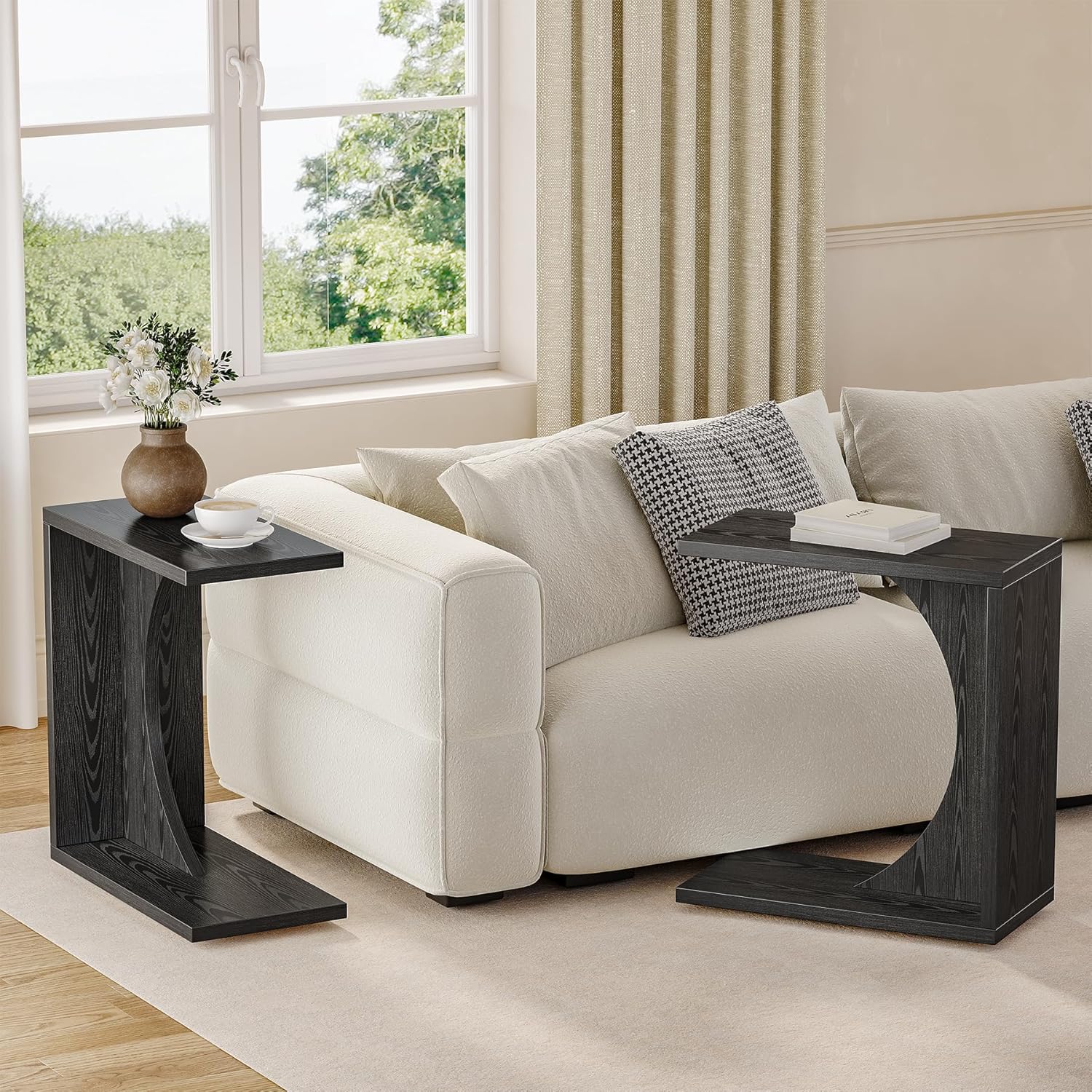 C-Shaped End Table for Sofa and Bedroom