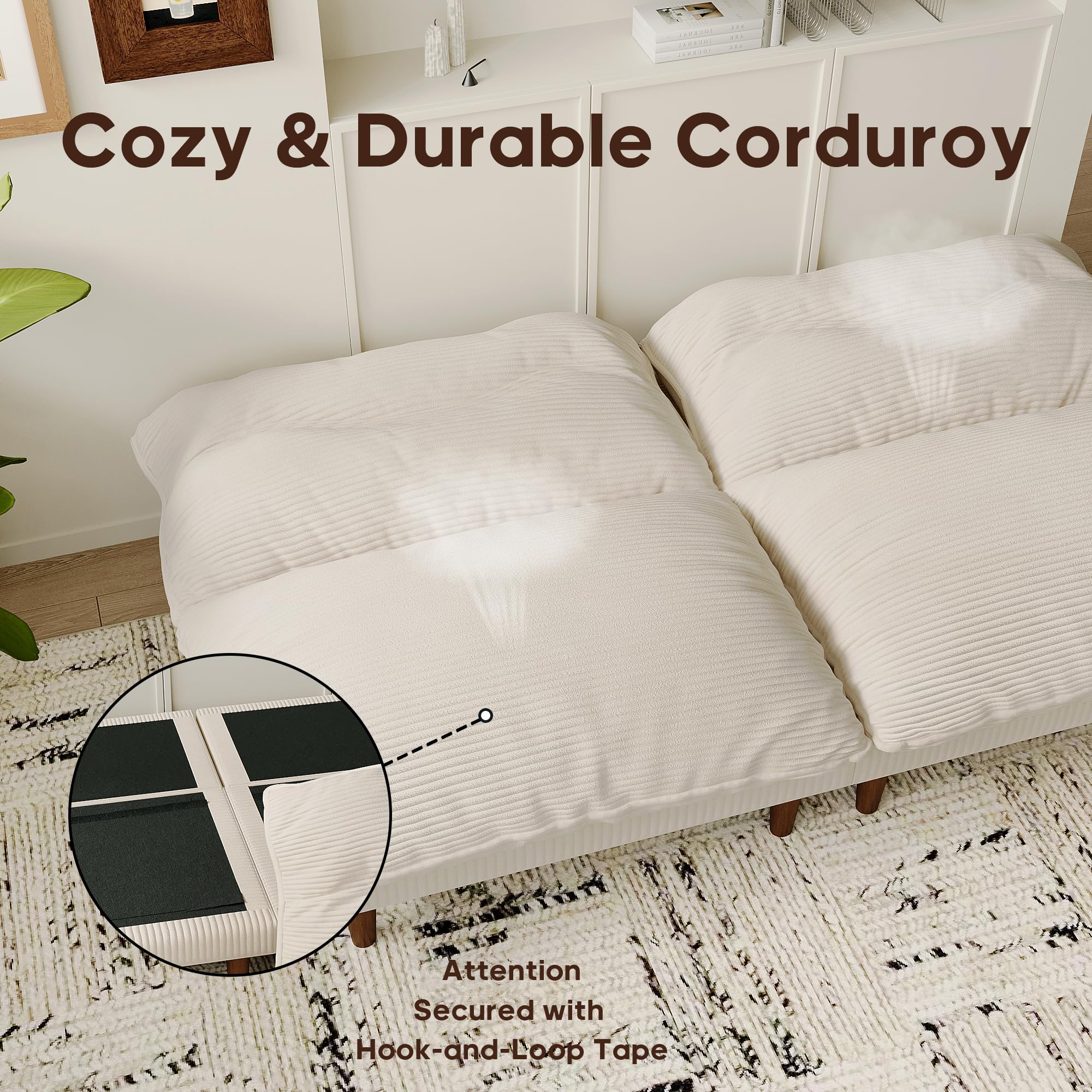 4-in-1 Convertible Futon Sofa Bed with Adjustable Backrest