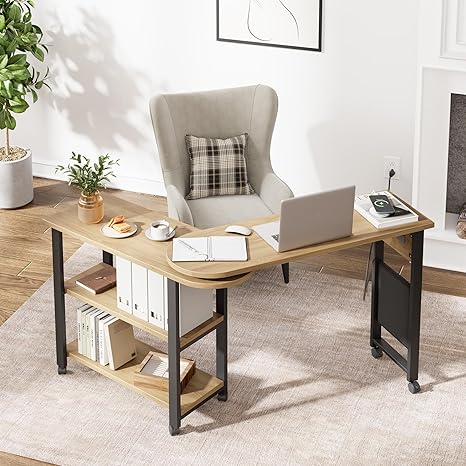 360° Rotating Sofa Side Table with Charging Station
