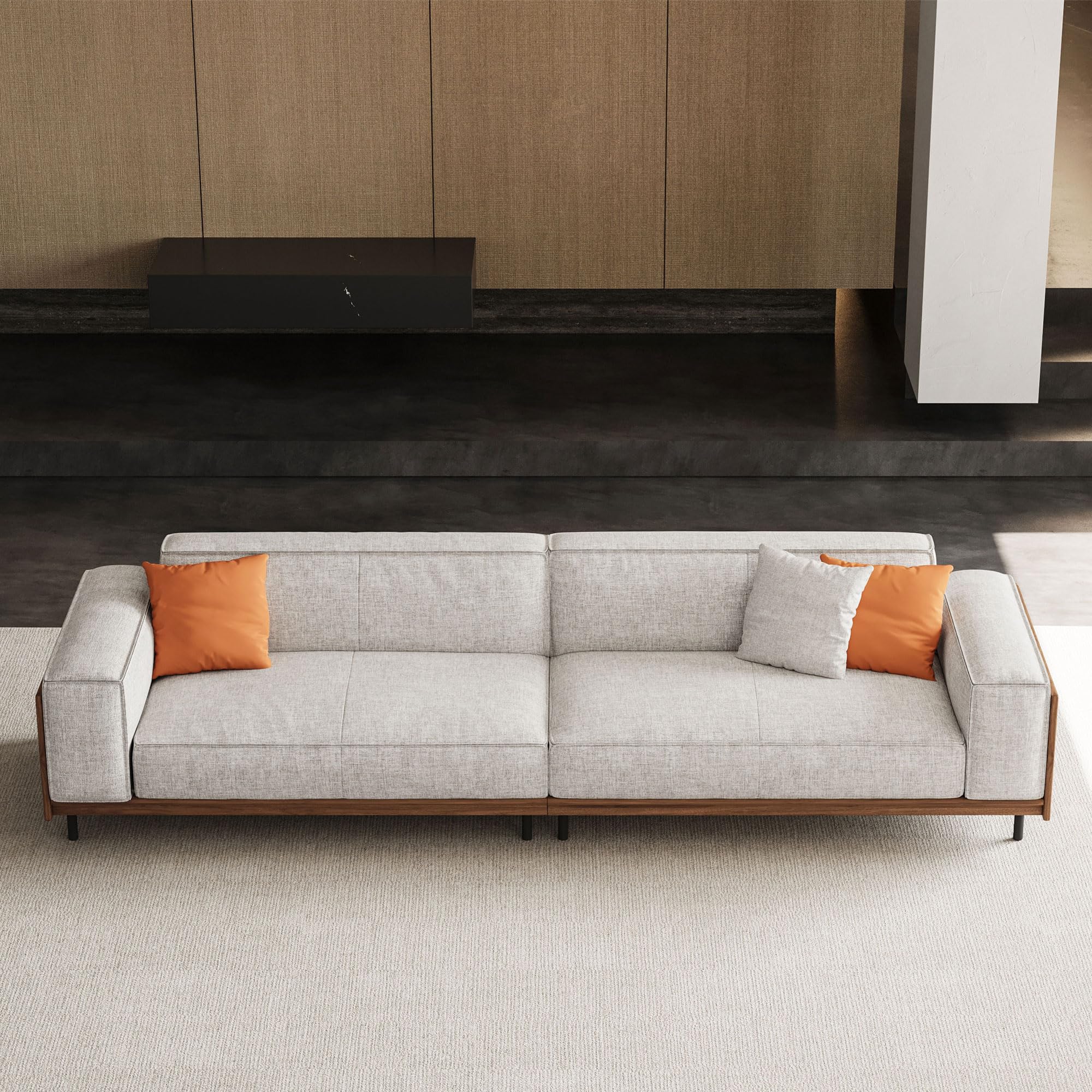 4-Seater Upholstered Fabric Sofa with Wood Frame