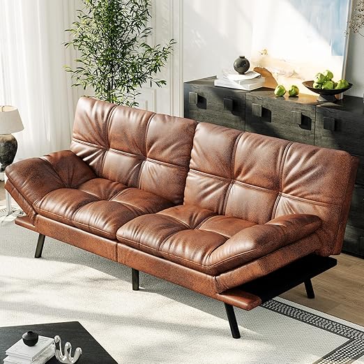 71" Convertible Futon Sofa Bed with Memory Foam
