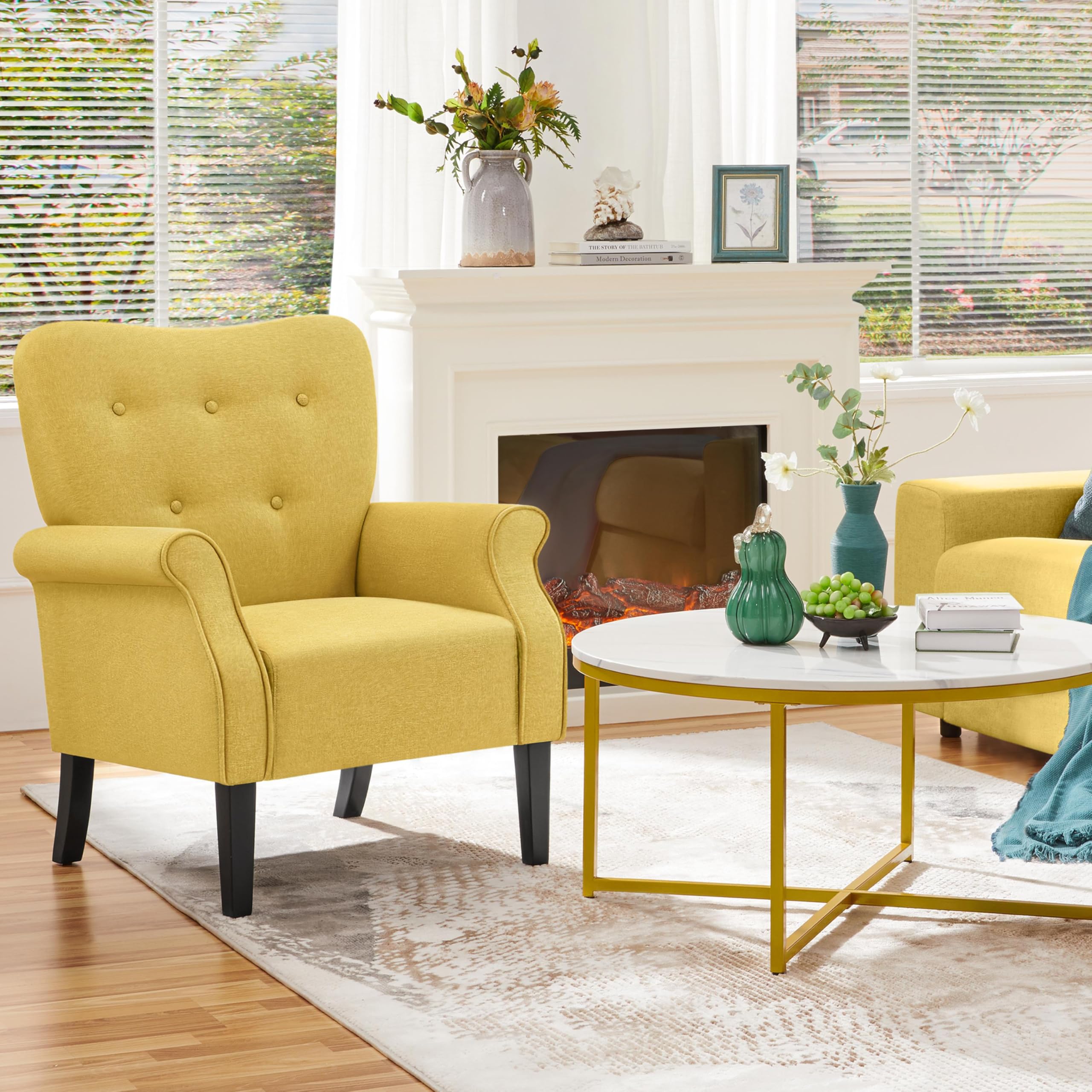 Mid-Century Modern Accent Chair Yellow