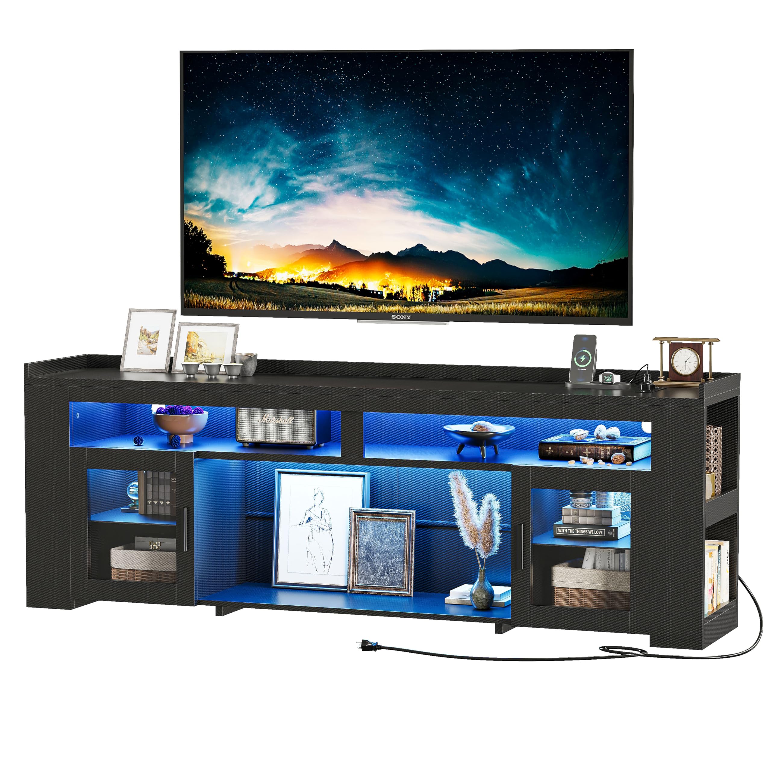 LED TV Stand with Charging Station & RGB Lighting