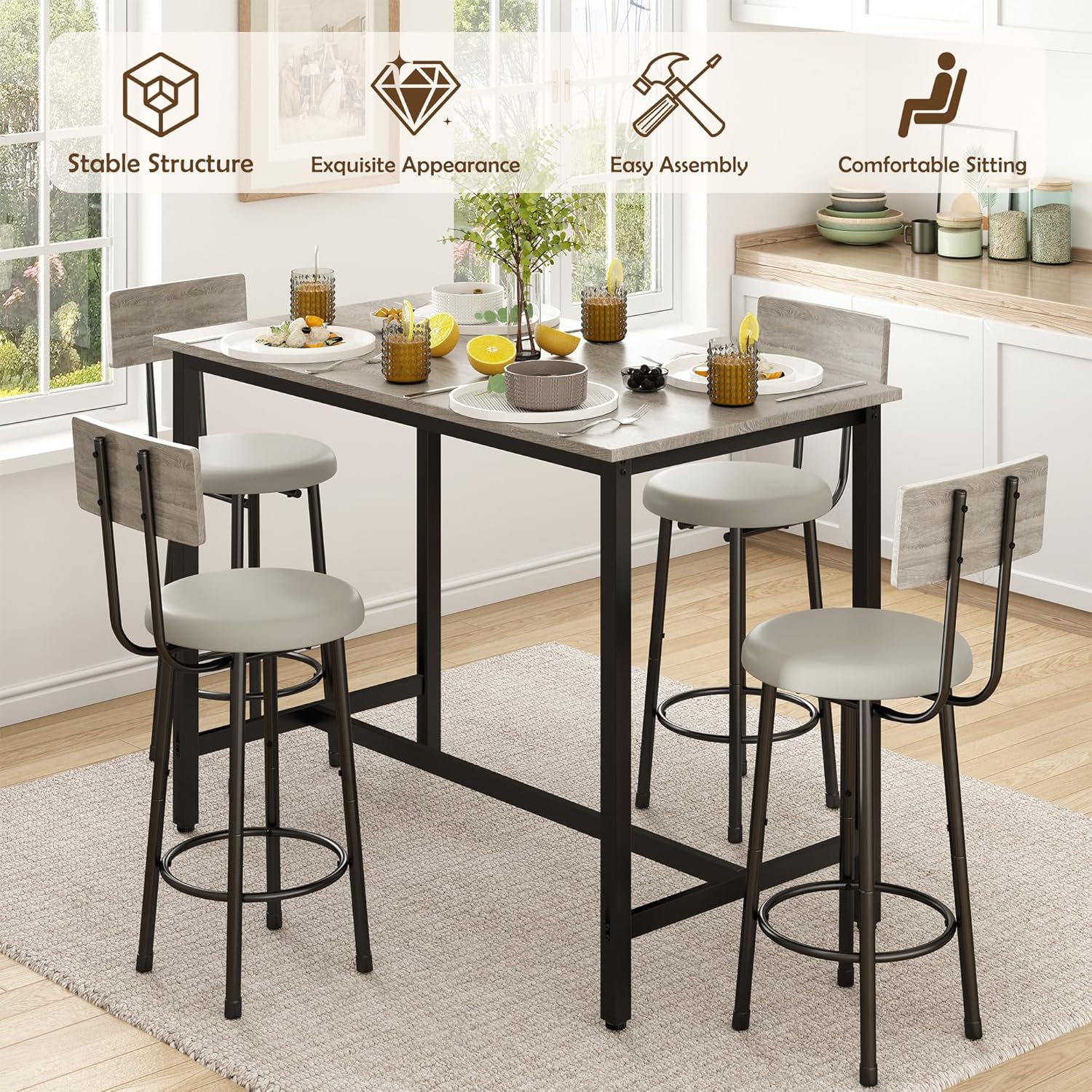 8-Tier Etagere Bookshelf with Metal Frame