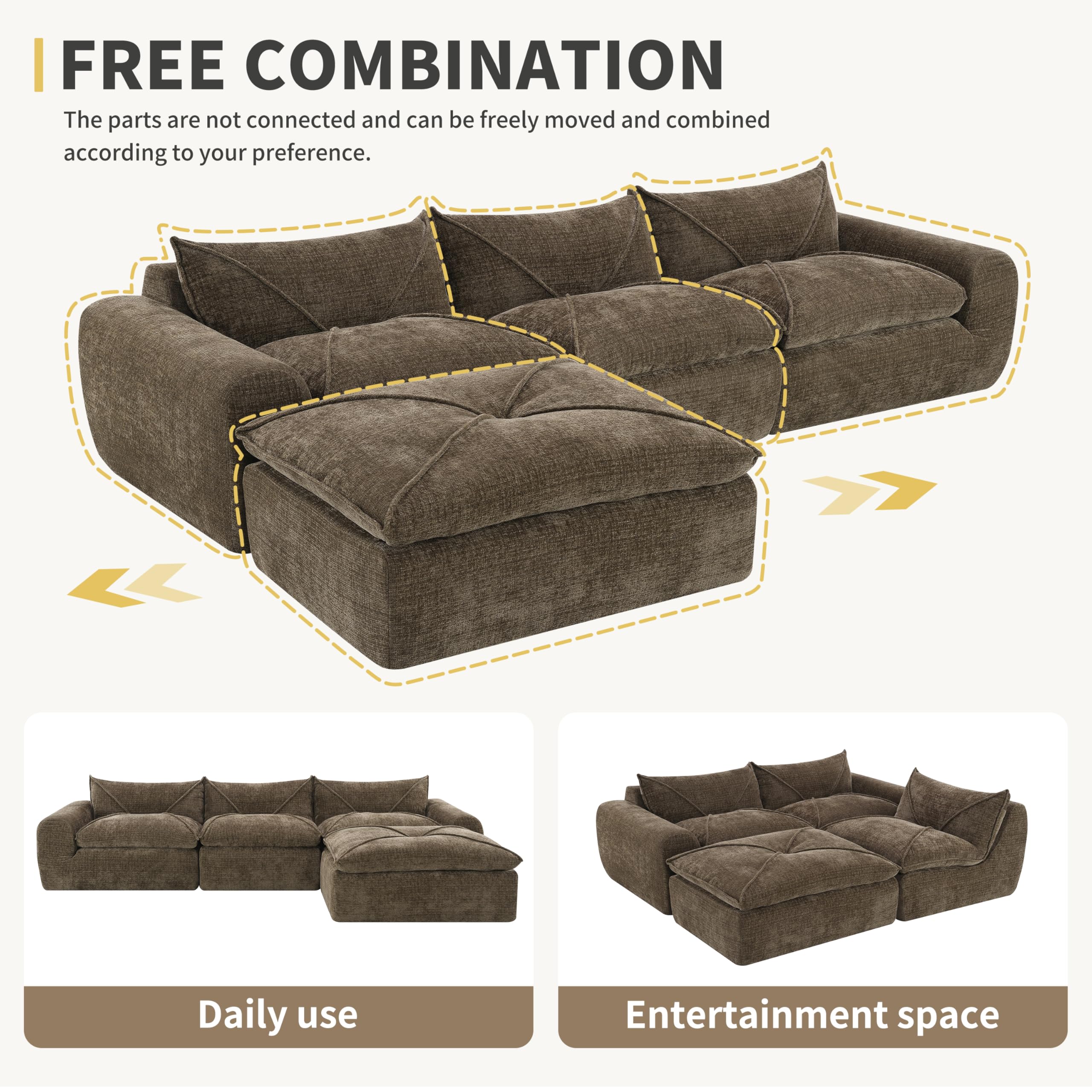 Oversized Modular Chenille Cloud Sectional Sofa