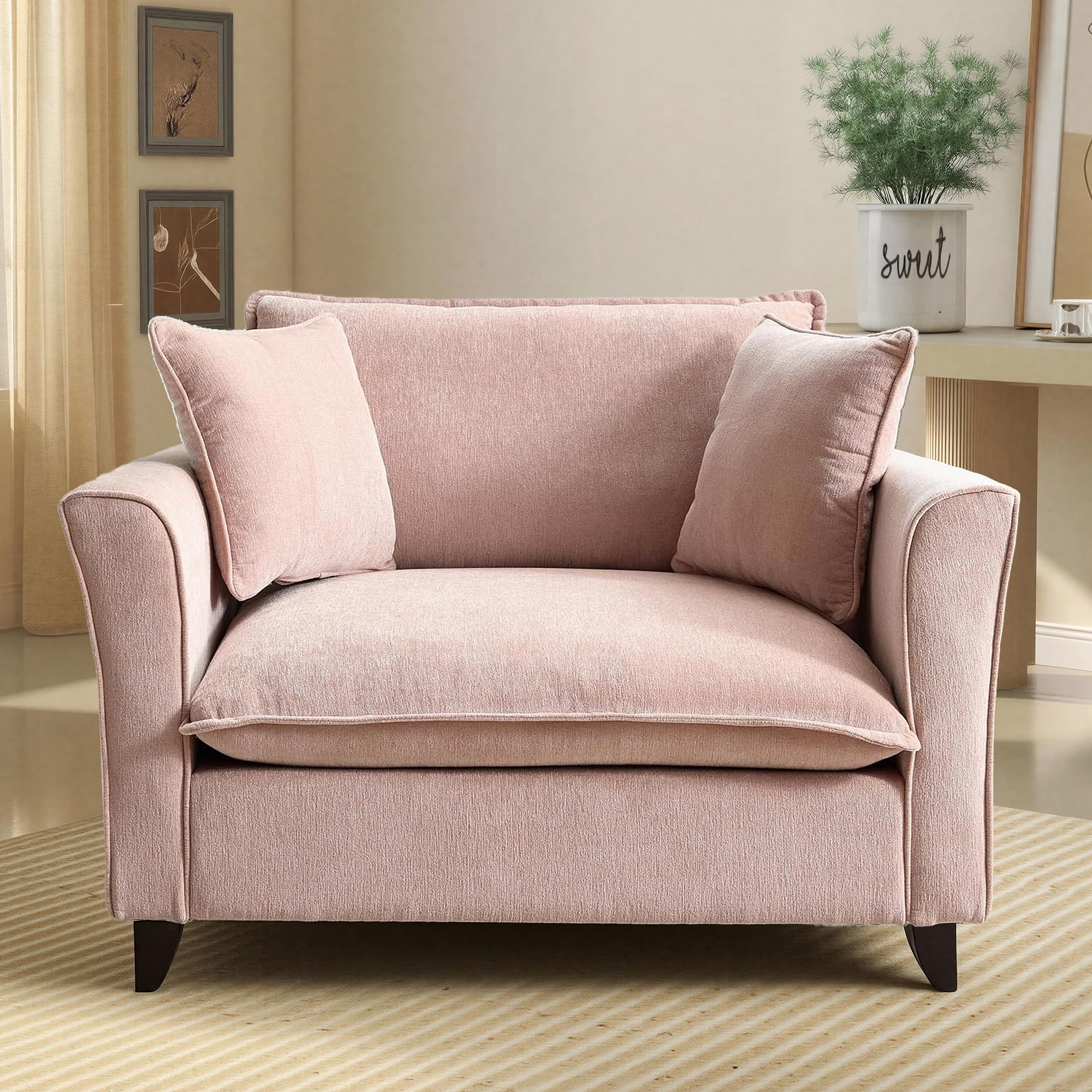 Pink Chenille Accent Chair with Removable Cover