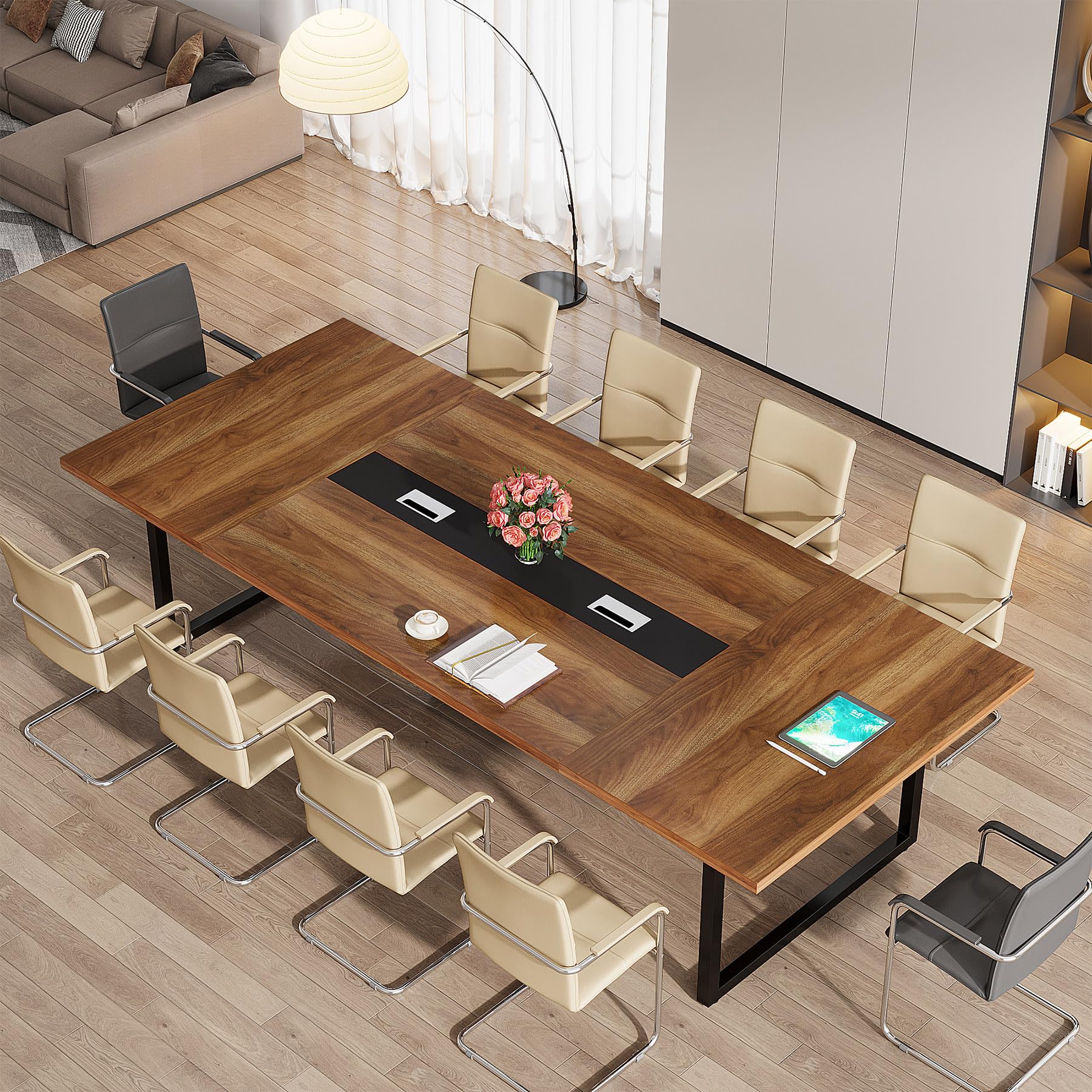 8FT Conference Table for 10 People with Metal Frame