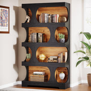 71" Asymmetrical Black Bookcase