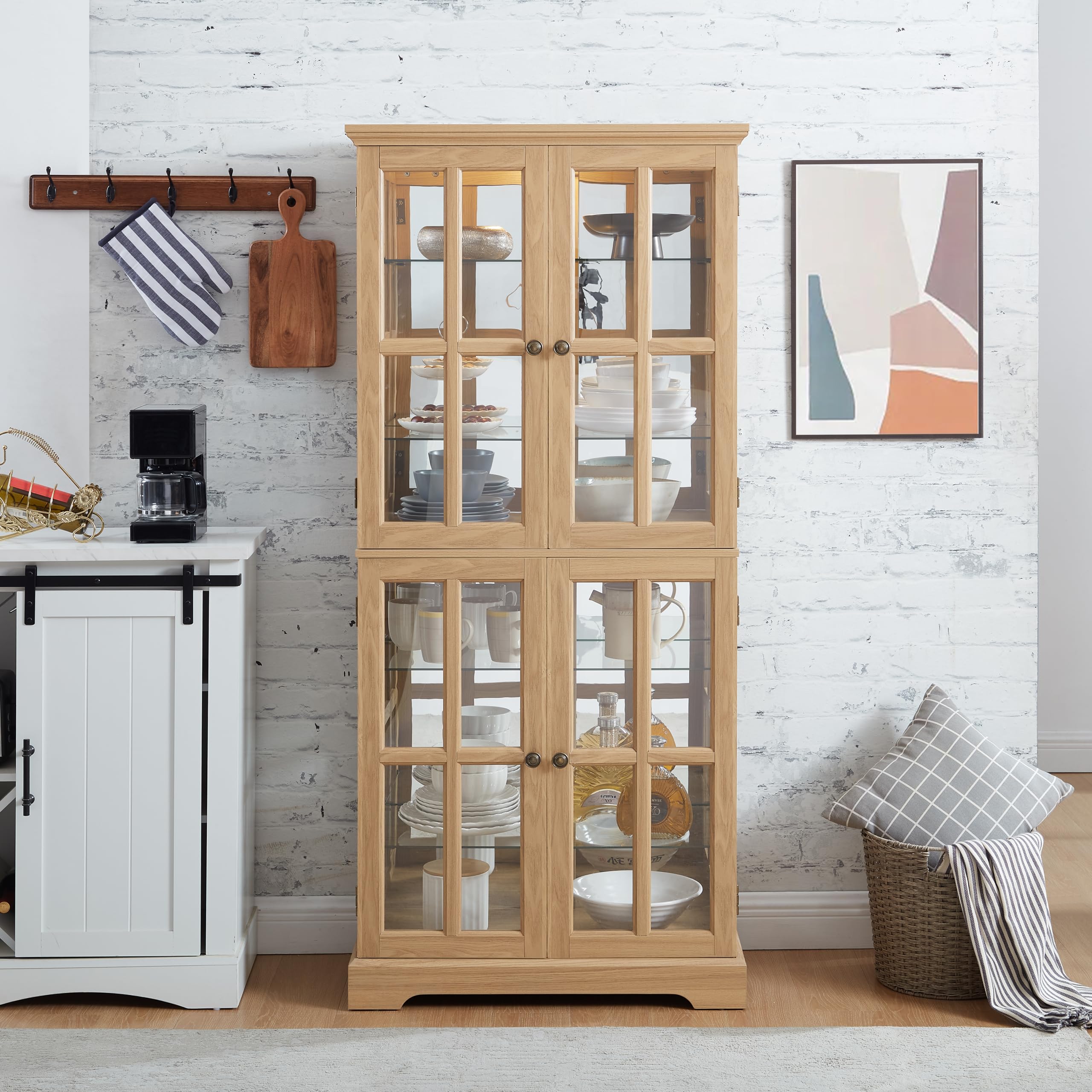 Antique Glass Display Cabinet with Adjustable Shelves