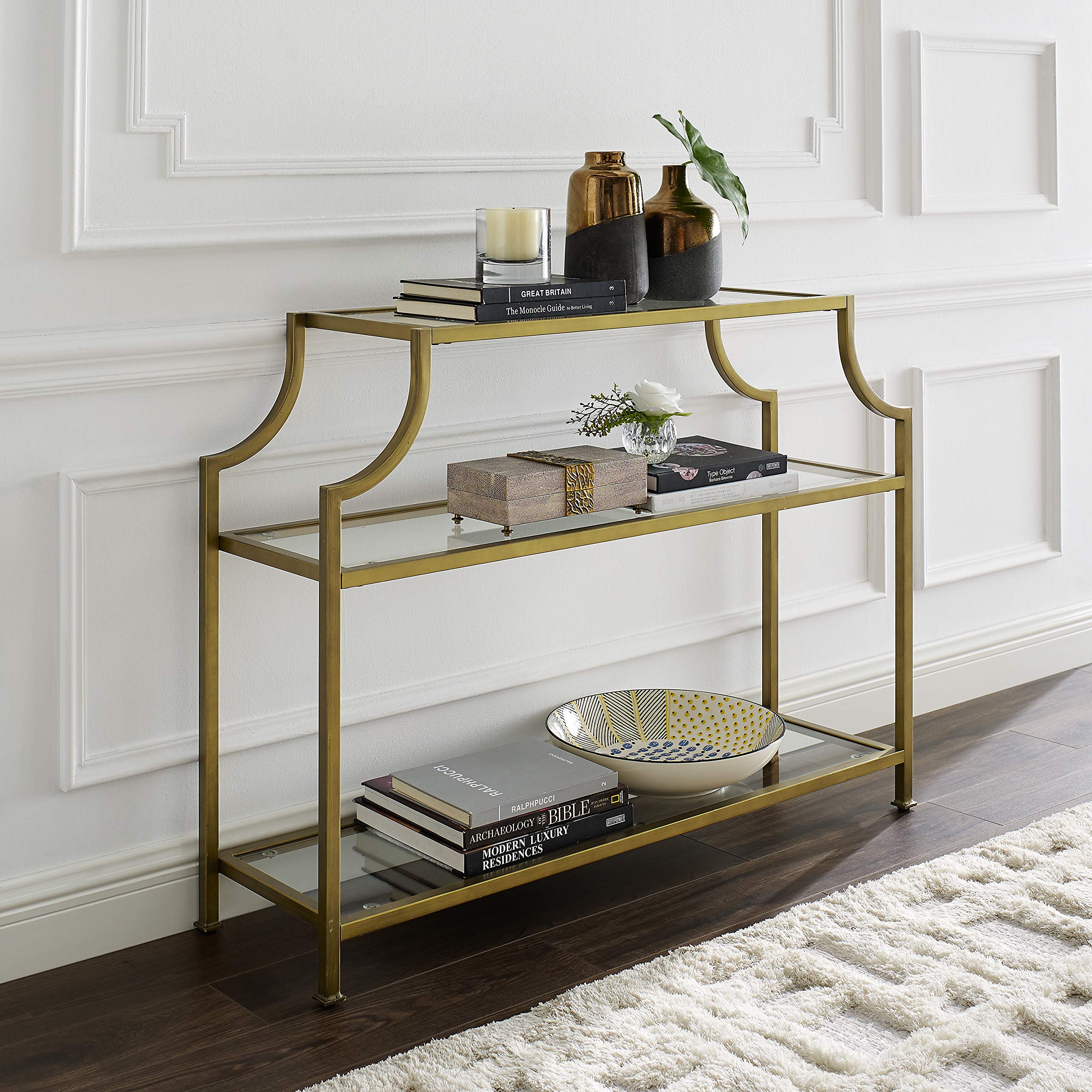 Aimee Sofa Console Table with Storage Shelves