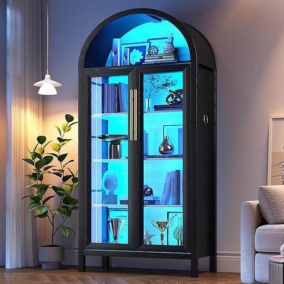 71" Display Cabinet with Glass Doors and RGB Lights