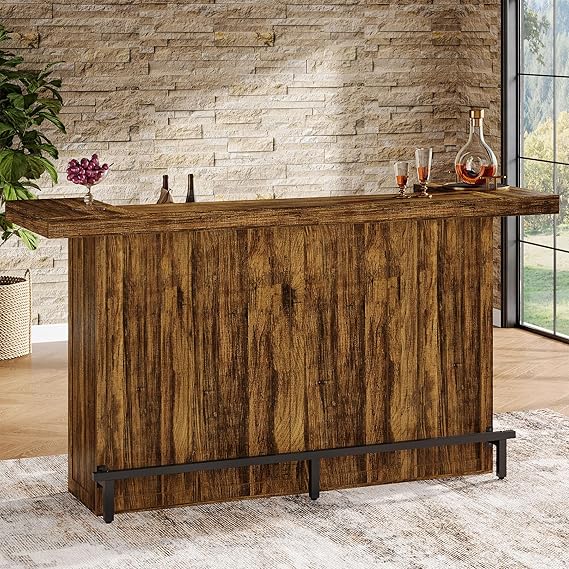 4-Tier Bar Table with Storage and Footrest