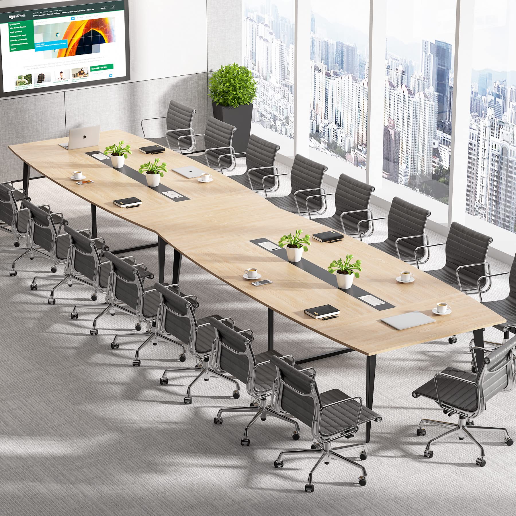 8FT Boat Shaped Conference Table with Cable Grommets