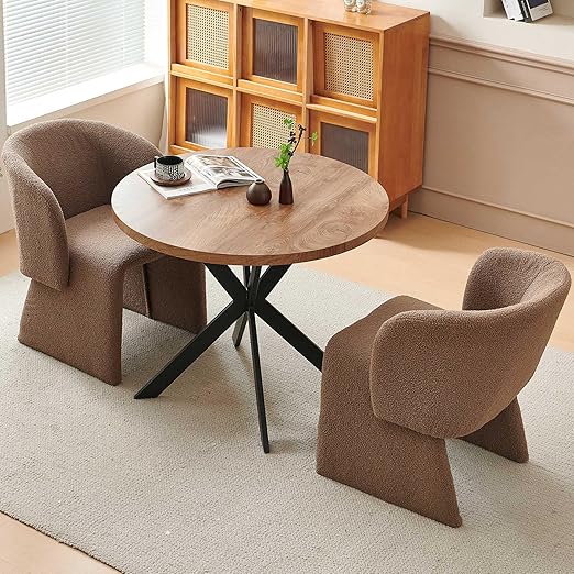 3 Pieces Breakfast Table Set for 2 - 37 Inch Round Dining Table with Dark Green Upholstered Chairs