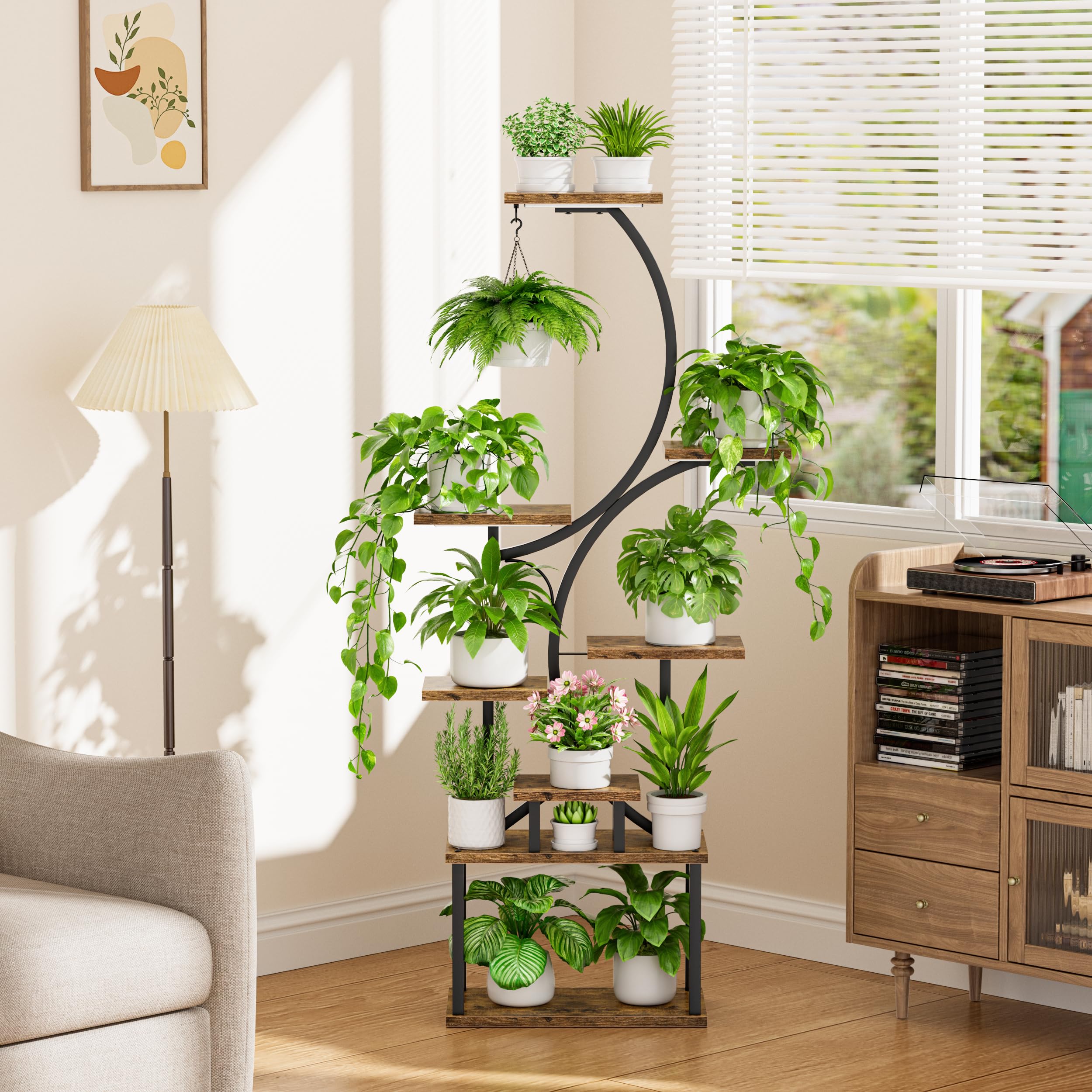 8-Tier S-Shaped Plant Stand with Grow Lights