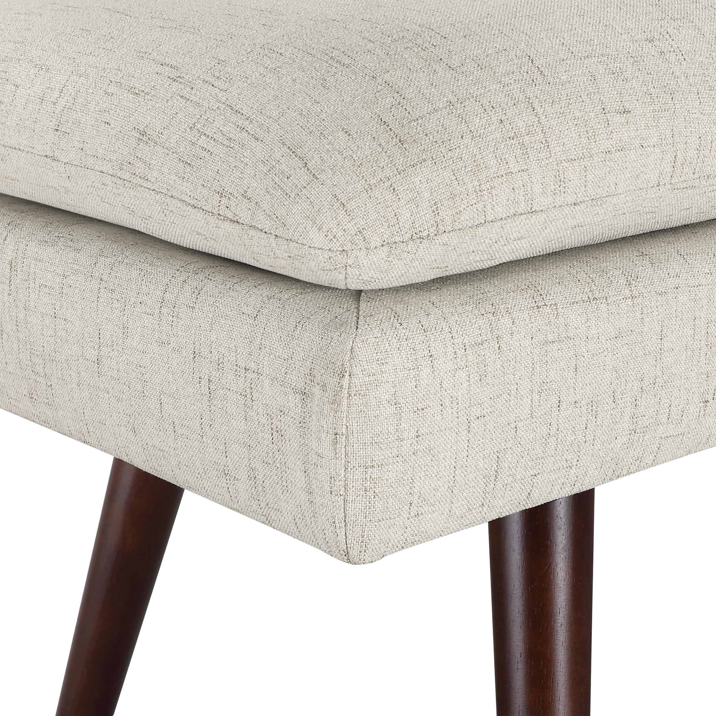 Amanda Mid-Century Modern Upholstered Bench 54-Inch Linen
