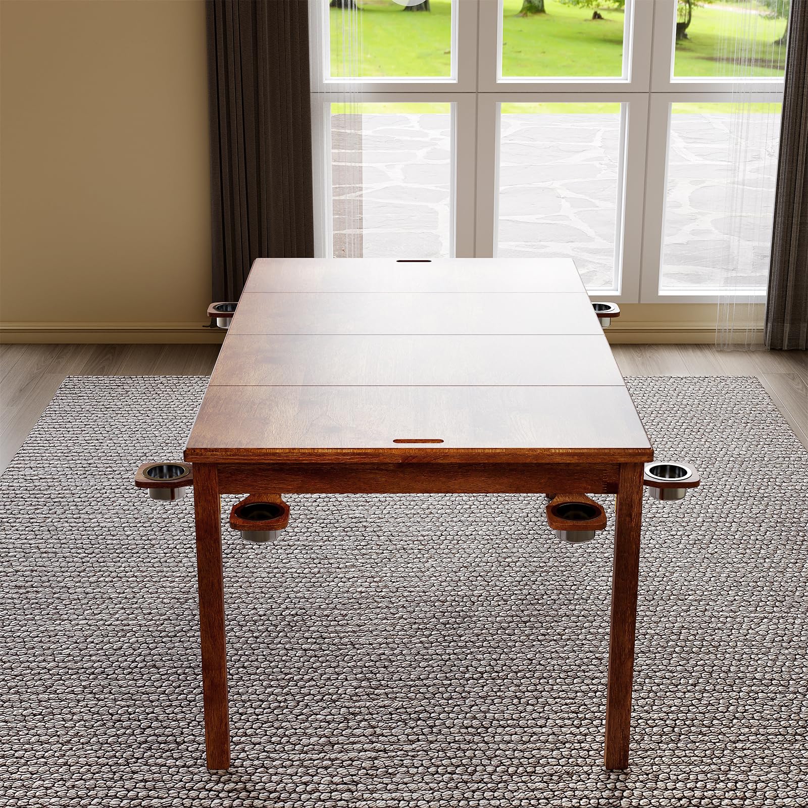Board Game Table with Removable Top - Solid Wood Dining and Gaming Table
