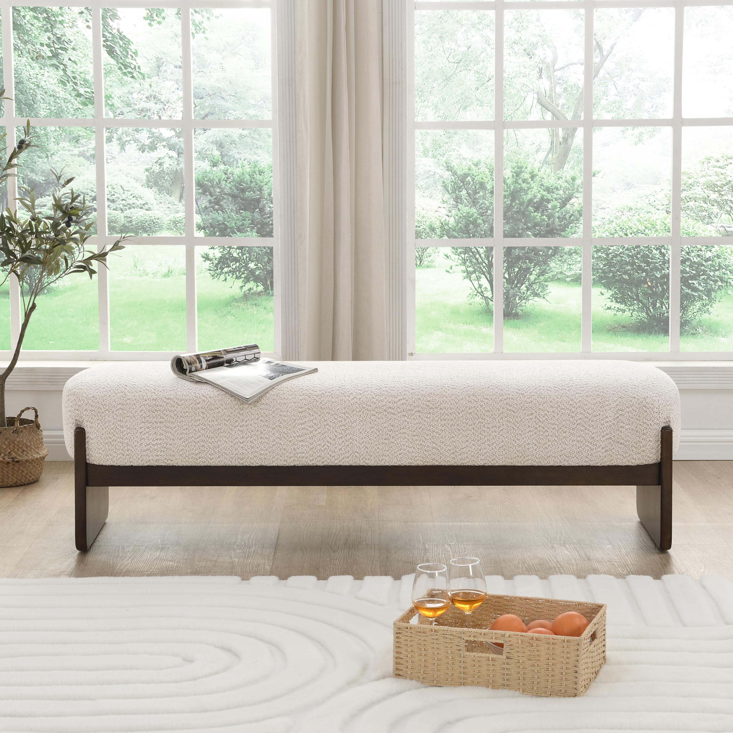 Rectangular Loop Yarn Ottoman Bench