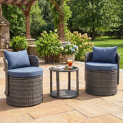 3-Piece Wicker Patio Bistro Set with Storage