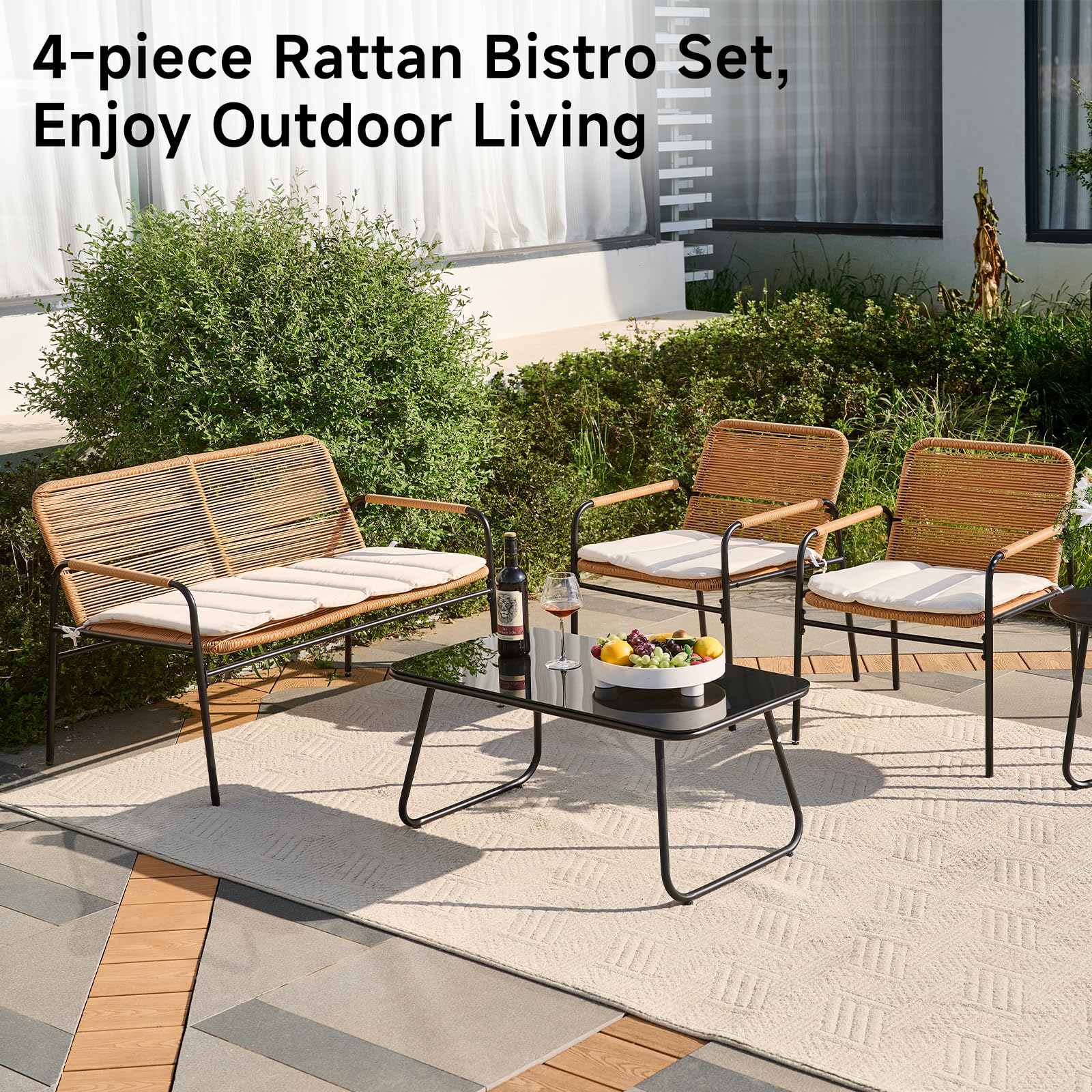 4-Piece Patio Conversation Set with Cushions