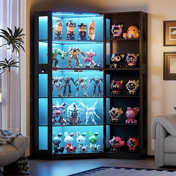 Farmhouse Display Curio Cabinet with LED Lights